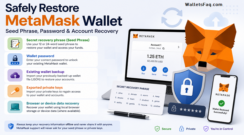Safely Restore MetaMask Wallet – Seed Phrase, Password & Account Recovery
