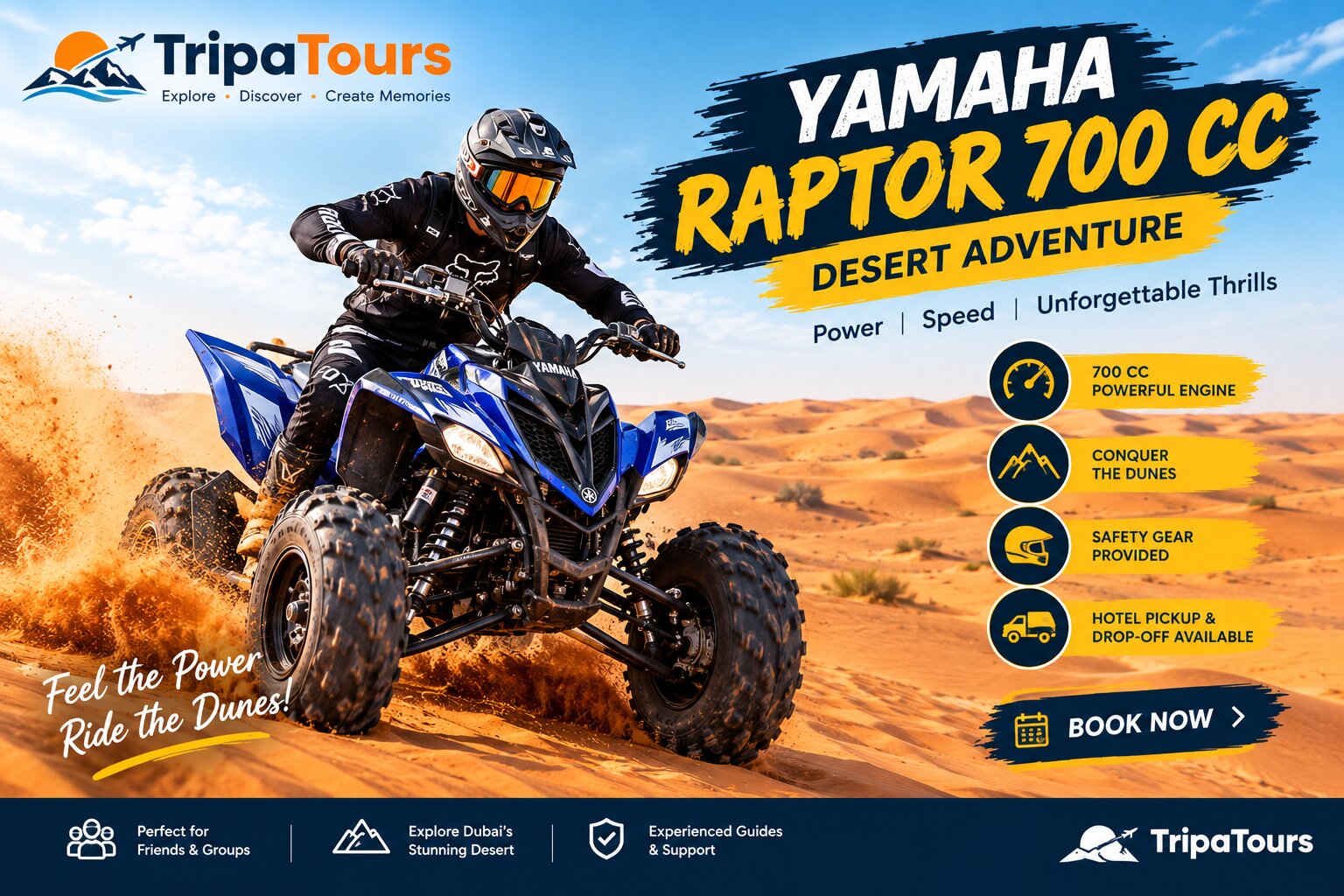 Yamaha Raptor 700cc Quad Bike Ride Dubai