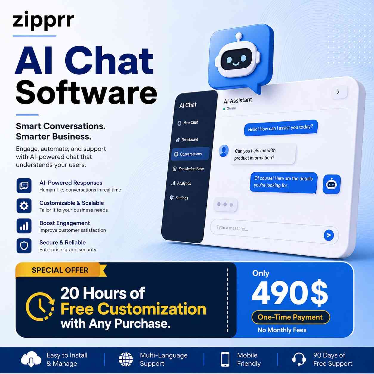 AI Chat Software for Websites & Customer Support | AIchat by Zipprr